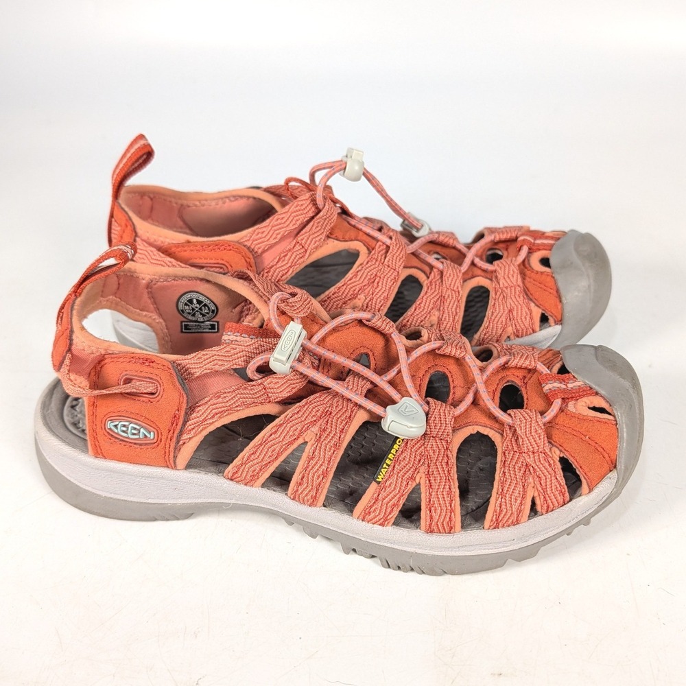 Keen Whisper Waterproof Sandals Womens 8 Orange Coral Hiking Sport 1018230